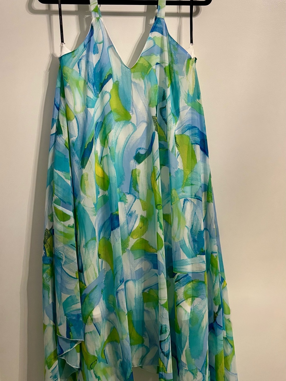 Nina Leonard Blue, Teal & Lime Abstract Midi Dress - Picture 2 of 5